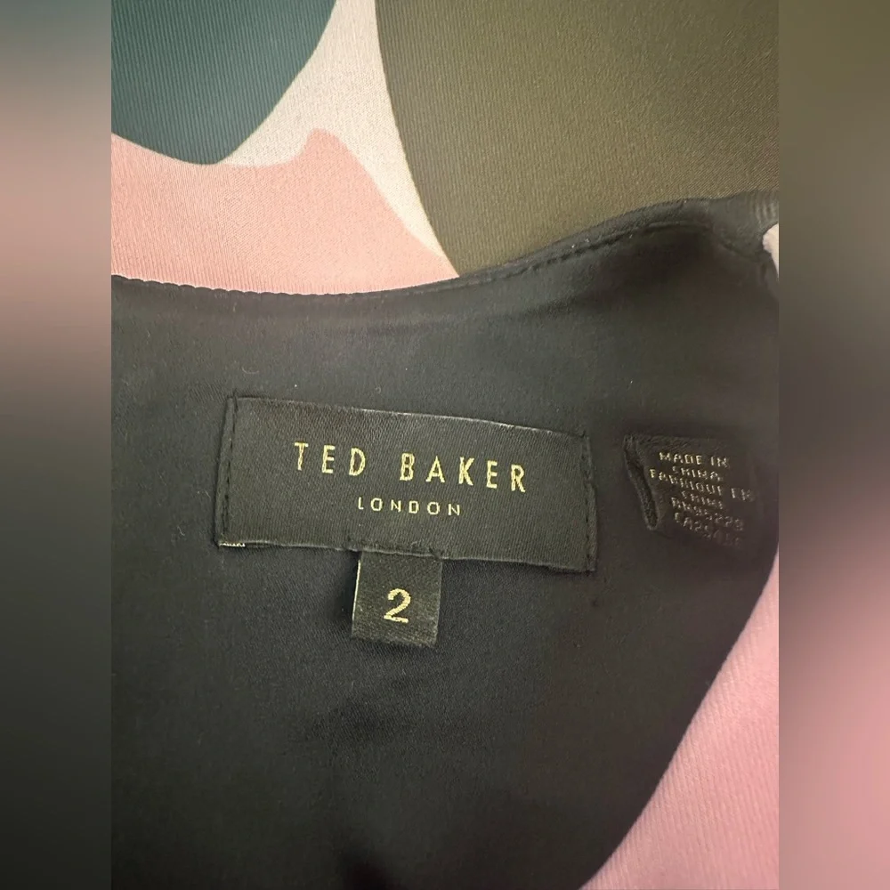 Ted Baker Maple Swirl Pencil Dress Size 2/Medium Pink Green EUC - Picture 4 of 7